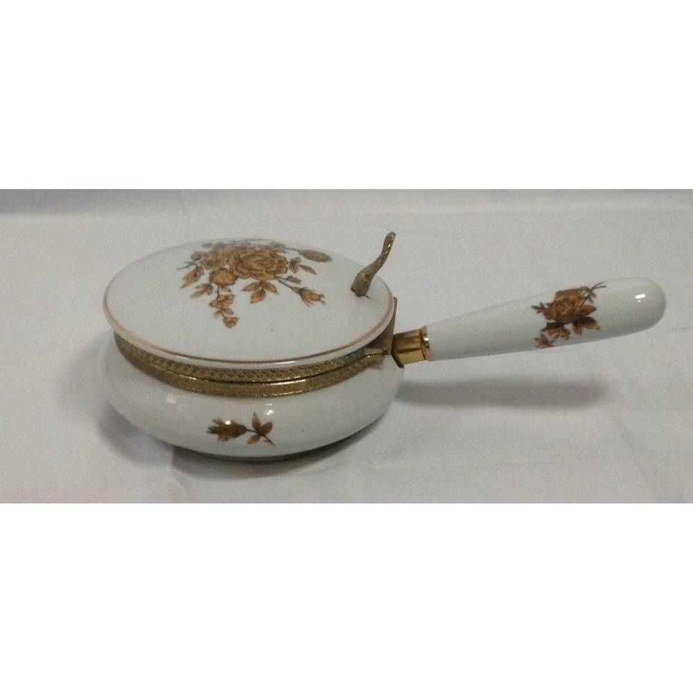 Vintage White‎ and Gold Ceramic Lidded Crumb Catcher - Made in Japan